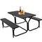 Costway Picnic Table Bench Set Outdoor Backyard Patio Garden Party Dining All Weather Black/White/Grey/Brown/Green